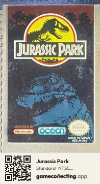 Jurassic Park Nintendo Entertainment System, NTSC cartridge label