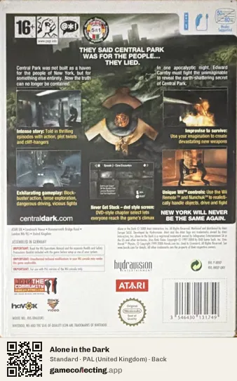Alone in the Dark Nintendo Wii, United Kingdom box back