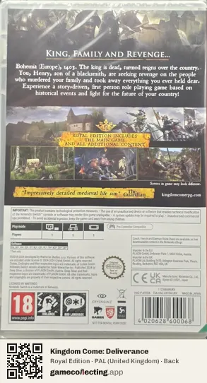 Kingdom Come: Deliverance Nintendo Switch, United Kingdom box back