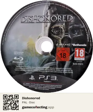 Dishonored PlayStation 3, PAL disc