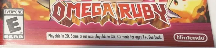 Pokémon Omega Ruby, the ESRB box on its front