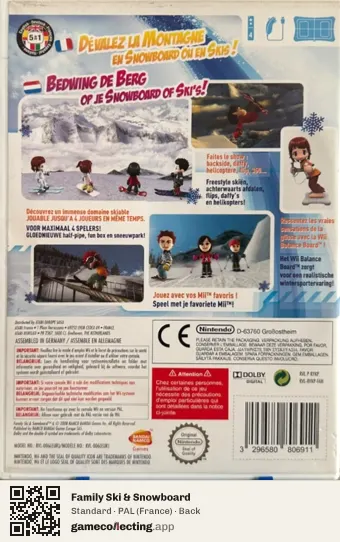 Family Ski & Snowboard Nintendo Wii, France box back