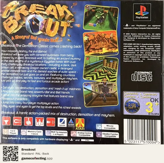 Breakout PlayStation, PAL box back