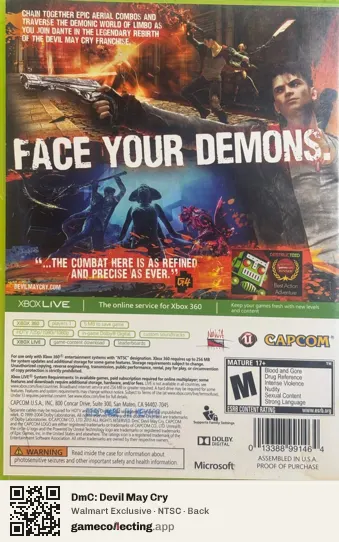 DmC: Devil May Cry Xbox 360, NTSC box back