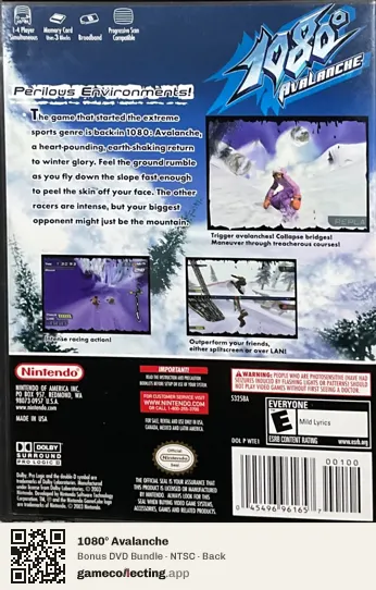 1080° Avalanche Nintendo GameCube, NTSC box back