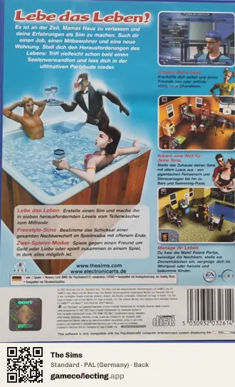 The Sims PlayStation 2, Germany box back