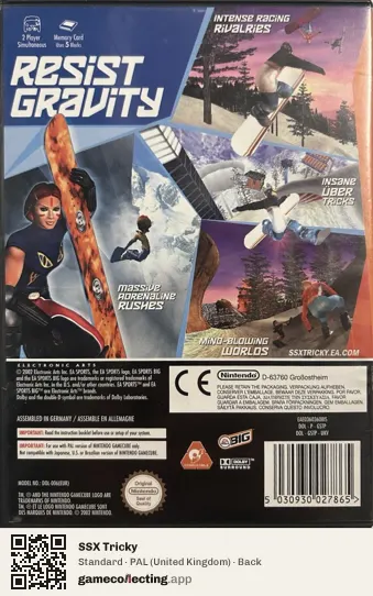 SSX Tricky Nintendo GameCube, United Kingdom box back