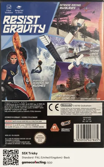 SSX Tricky Nintendo GameCube, United Kingdom box back