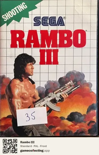 Rambo III Sega Master System, PAL box front