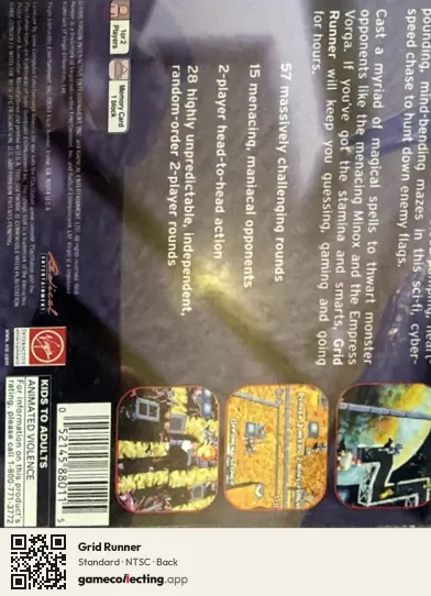 Grid Runner PlayStation, NTSC box back