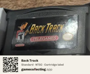 Back Track Game Boy Advance, NTSC cartridge label