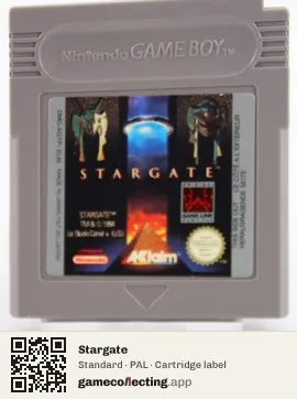 Stargate Game Boy, PAL cartridge label