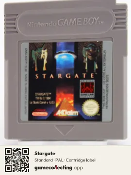 Stargate Game Boy, PAL cartridge label