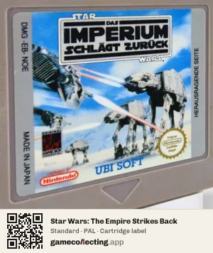 Star Wars: The Empire Strikes Back Game Boy, PAL cartridge label