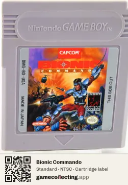 Bionic Commando Game Boy, NTSC cartridge label