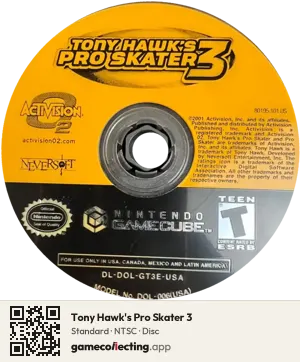 Tony Hawk's Pro Skater 3 Nintendo GameCube, NTSC disc