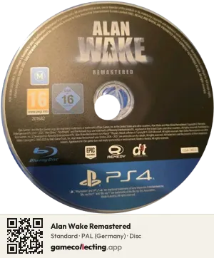 Alan Wake Remastered PlayStation 4, PAL disc