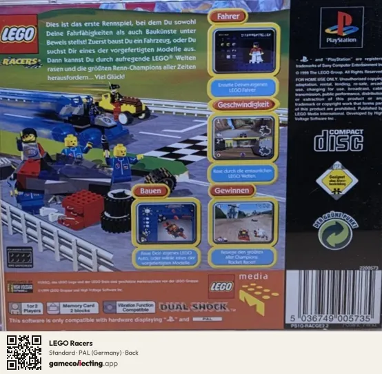 LEGO Racers PlayStation, Germany box back
