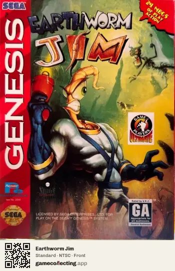 Earthworm Jim Sega Mega Drive / Genesis, NTSC box front