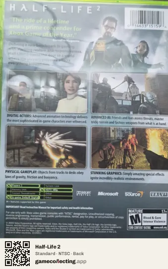 Half-Life 2 Xbox, NTSC box back