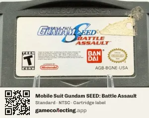 Mobile Suit Gundam SEED: Battle Assault Game Boy Advance, NTSC cartridge label