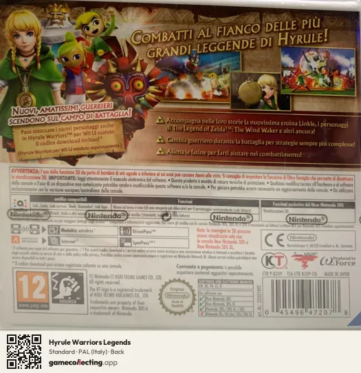 Hyrule Warriors Legends Nintendo 3DS, Italy box back