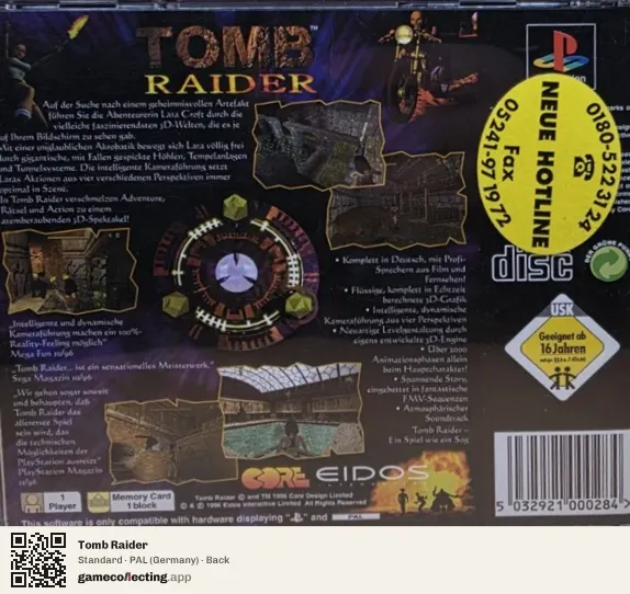Tomb Raider PlayStation, Germany box back