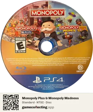 Monopoly Plus & Monopoly Madness PlayStation 4, NTSC disc