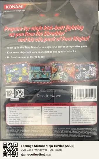 Teenage Mutant Ninja Turtles (2003) Computer, PAL box back