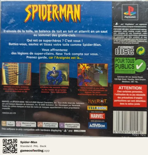 Spider-Man PlayStation, PAL box back