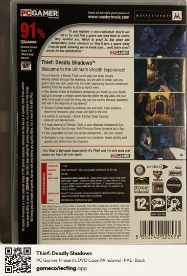 Thief: Deadly Shadows Computer, PAL box back