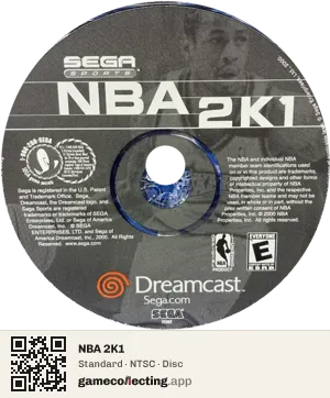 NBA 2K1 Sega Dreamcast, NTSC disc