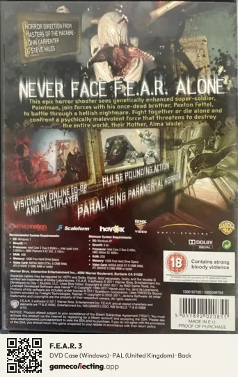 F.E.A.R. 3 Computer, United Kingdom box back