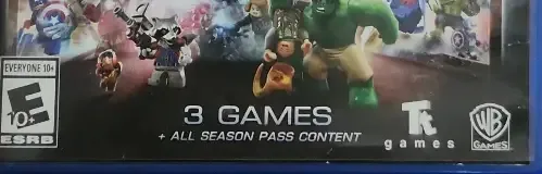 LEGO Marvel Collection, the ESRB box on its front