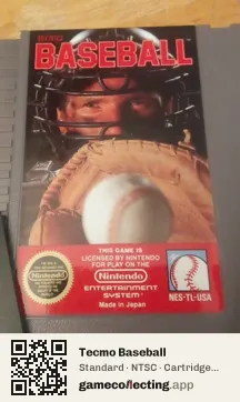 Tecmo Baseball Nintendo Entertainment System, NTSC cartridge label