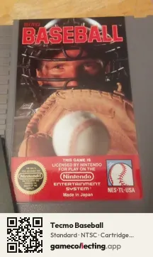 Tecmo Baseball Nintendo Entertainment System, NTSC cartridge label