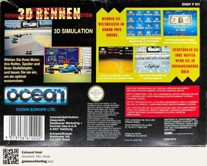Exhaust Heat Super Nintendo Entertainment System, PAL box back