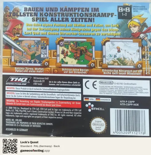 Lock's Quest Nintendo DS, Germany box back