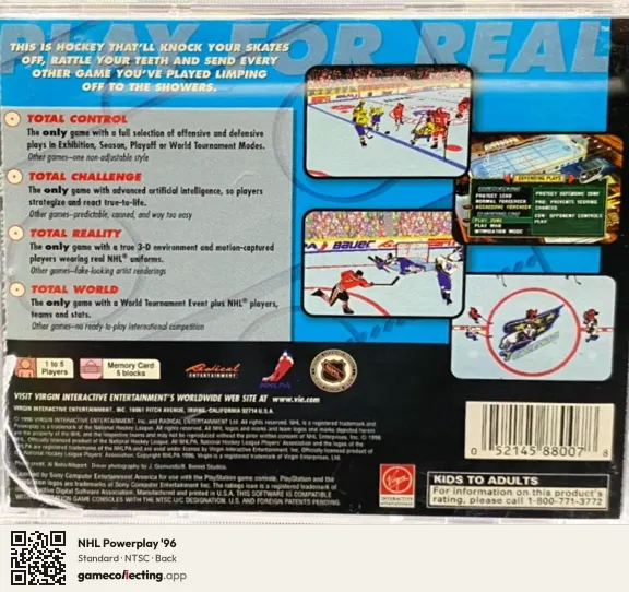 NHL Powerplay '96 PlayStation, NTSC box back