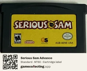 Serious Sam Advance Game Boy Advance, NTSC cartridge label