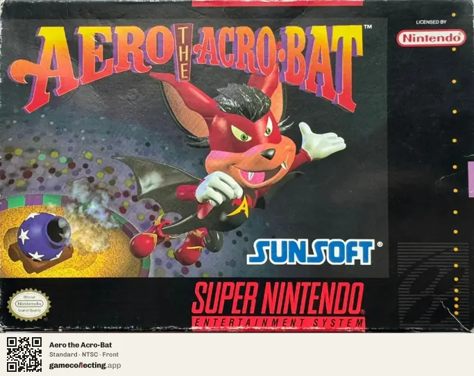 Aero the Acro-Bat Super Nintendo Entertainment System, NTSC box front