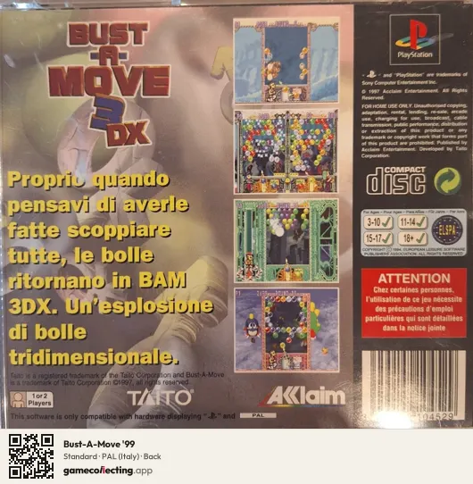 Bust-A-Move '99 PlayStation, Italy box back