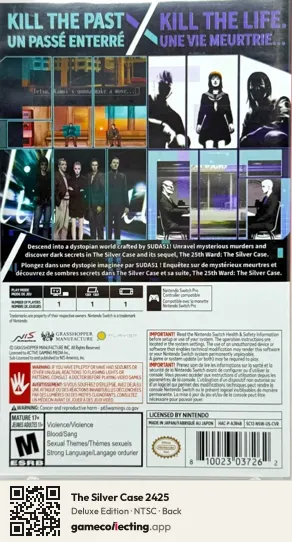 The Silver Case 2425 Nintendo Switch, NTSC box back