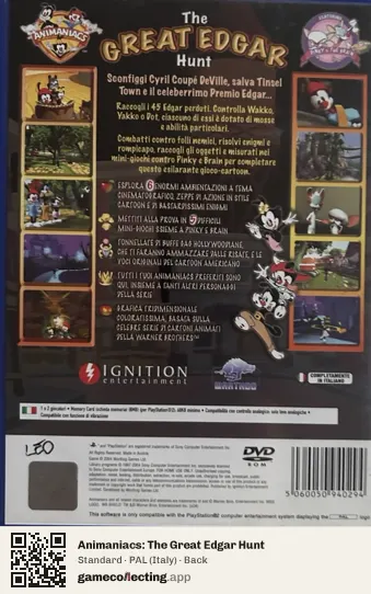 Animaniacs: The Great Edgar Hunt PlayStation 2, Italy box back