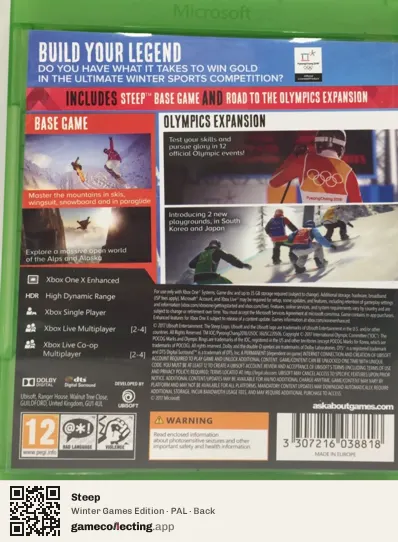 Steep Xbox One, PAL box back