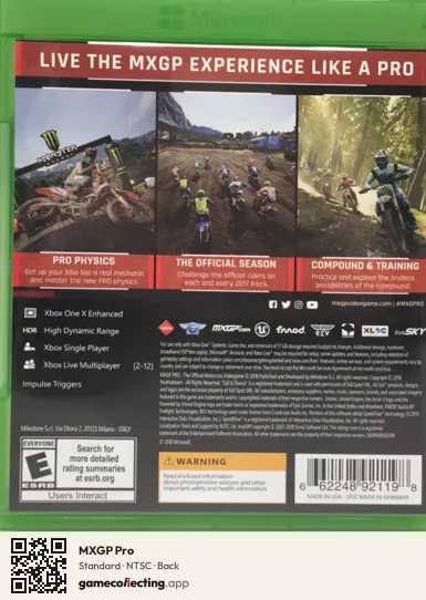 MXGP Pro Xbox One, NTSC box back