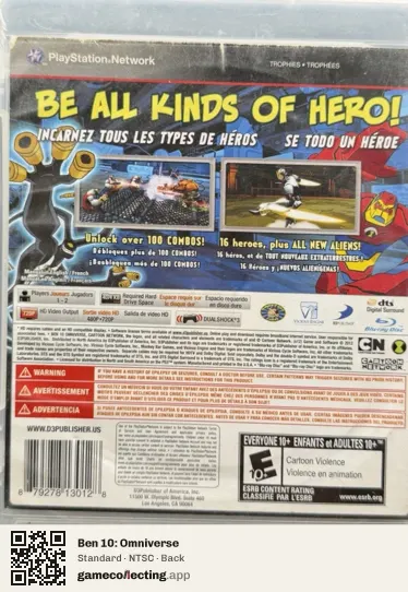 Ben 10: Omniverse PlayStation 3, NTSC box back
