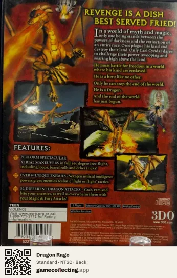 Dragon Rage PlayStation 2, NTSC box back