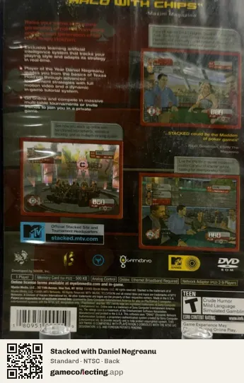 Stacked with Daniel Negreanu PlayStation 2, NTSC box back