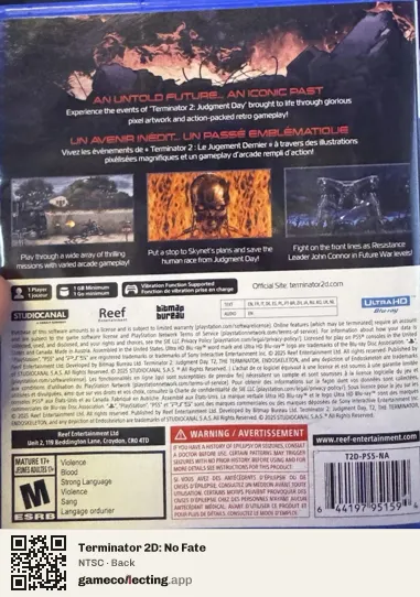 Terminator 2D: No Fate PlayStation 5, NTSC box back